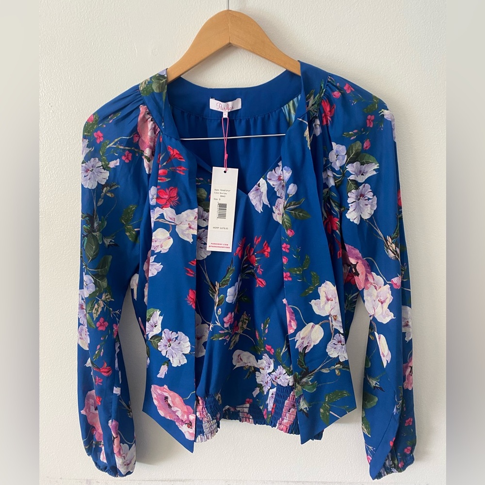 Parker Blue Cala Floral Wrap Top, NWT Size Small
